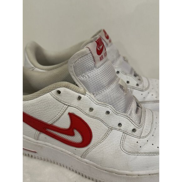 Nike Air Force 1 White University Red Size 6y (missing Laces) - Picture 4 of 10